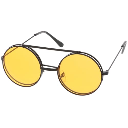 zeroUV Mid Size Flip-Up Colored Lens Round Django Sunglasses 49mm2