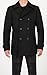 ThCreasa Mens Classic Double Breasted Pea Coat Wool Blend Quilted Lined Notched Collar Overcoat Trench Coat Black M
