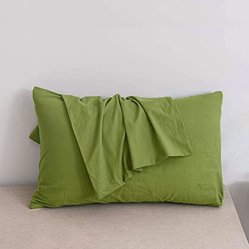 Image of Soft Pillow Covers 18 x 32 Inches - 100% Egyptian Cotton 400 Thread Count Set of 2 Pillow Cover Set Envelope Closure Hotel Quality Pillowcase - Moss