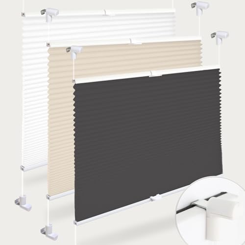 Plissee ohne Bohren Plissees Klemmfix 50 x 130 cm (BxH) Anthrazit HOHE QUALITÄT - LANGLEBIG Easyfix klemmträger Plissee Tür & Fenster