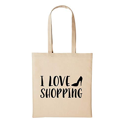 huuraa! Jutebeutel I Love Shopping Pumps Schuhe Geschenk-Idee für Damen und Herren Tasche Baumwolle für Freunde und Familie Cover