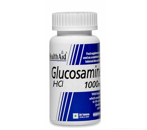 Image of HealthAid Glucosamine HCL 1000mg + Vitamin C, Curcuma & Manganese | Joint Health, Flexibility & Bone Strength | 30 Veg Tablets(Pack of 2)