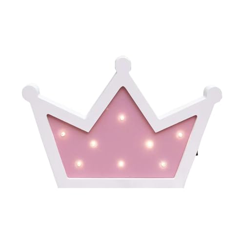 HaakLux Lámpara de pared con luz LED de corona rosa, decoración de luces de batería, letrero de vestir para princesa, estrella de hadas, niños y niñas en el dormitorio