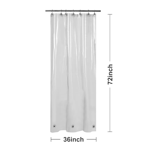 Image of Barossa Design Clear Black Stall Shower Curtain Liner with 3 Magnets - 36 inch x 72 inch Waterproof PEVA Plastic Shower Liner for Small Bathroom, Lightweight Bath Curtain, Metal Grommets - Clear Black