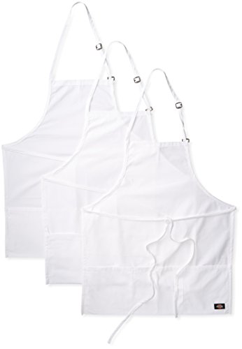 Dickies Chef 3 Pack Three Pocket Adjustable Bib Apron, White, One Size