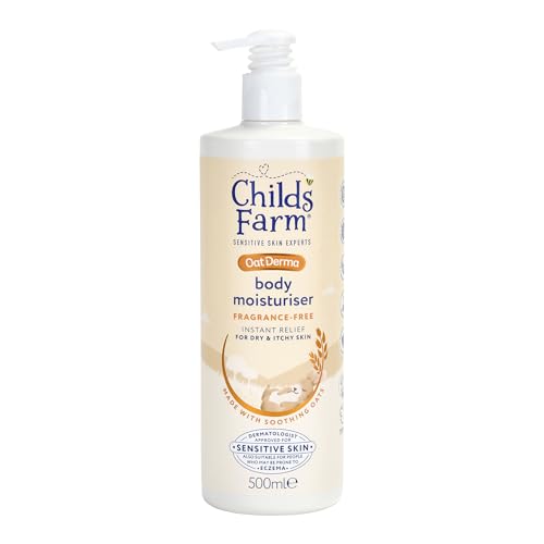 Childs Farm OatDerma, crema idratante per il corpo, senza profumo, idratazione lenitiva, pelle sensibile, emolliente, per bambini, 500 ml