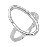 Silverly Anillo Ovalado Grande Abierto de Plata de Ley | Anillos de Banda Fina para Mujer | Joyería Geométrica de Plata 925 | Diseño Minimalista Moderno | Anillo Elegante | Regalo de Cumpleaños