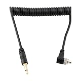 3.5mm to PC Sync Cable Cord Male Speedlight Flash Trigger Connect Spring Coiled Wire Cord with Screw Lock for Canon Nikon Sony Most DSLR Camera Flash Trigger
