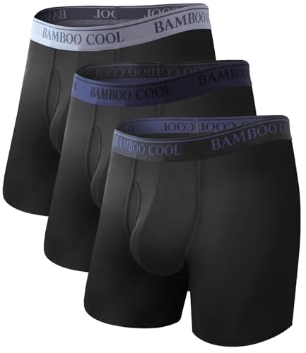 BAMBOO COOL Men's Ultra-Soft Boxer Briefs Underwear for Men Tag-Free No Ride-Up Mens Underwear