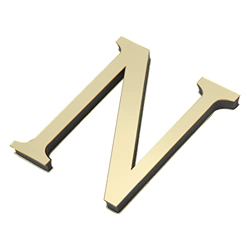 PATIKIL 3D Acrylique Alphabet Miroir Paroi Autocollants Lettre N Autoadhésif Maison Décoration Lettre Signe Art Autocollant Décalcomanie pour Bricolage Maison...