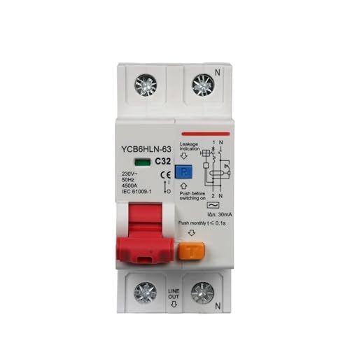 Disjoncteur différentiel 230V avec protection surintensités et courts-circuits
