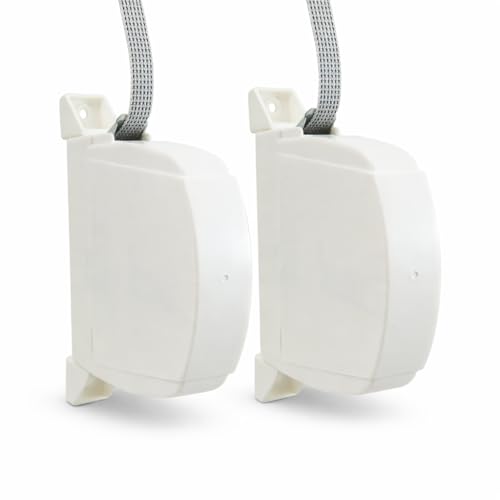 TELKES - Pack x2 Recogedor de Persiana Exterior Abatible - Enrollador de sobreponer con cinta para fijación en Pared o Marco Ventana - Sistema Universal (Pack x2 Blanco, Cinta 14mm)