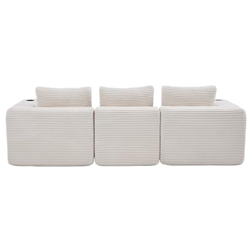 Canapé d'angle modulaire velours côtelé 258cm luckdect