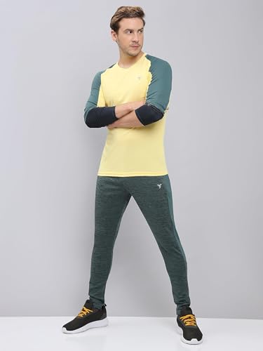 Image of TECHNOSPORT Men's Melange Slim Fit Techno Dry Trackpants Drawstring 2-Pocket Polyester Joggers for Gym Running Workout UPF50+ Anti Odour