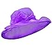 Produktbild Dorical Damenhut 9 Farben Sommer Hut Sonnenschutz Sonnenhüte Organza Fascinator Hut Kappen Bowler Hut Faltbare mit Blumen Wide Brim Ideal für Strand Kirche Party Hochzeit Ausverkauf(Lila)