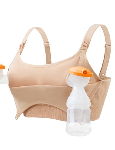 Image of Pumping Bra Hands Free Seamless Comfort PatentedClasps Nursing and Pumping Bra in One Breast Pump Bra All Day Wear