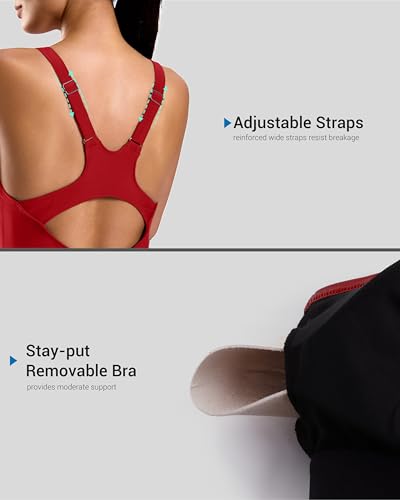Image of G Gradual Women's Athletic One Piece Swimsuit with Adjustable Straps Competitive Racerback Modest Bathing Suit for Women