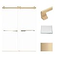 Transolid BYPT608010L-J-CB Brooklyn 58-60 in. W x 80 in. H Frameless Double Sliding by-Pass Shower Door in Champagne Bronze Featuring Exclusive TrueMotion Technology with Low Iron Glass
