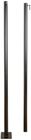 outdoor string light pole stand with mounting plate for patio, deck, concrete - 9.5 feet, black, weather resistant powder coated steel, heavy-duty 1 pack