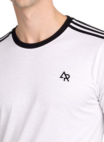 Image of ADRO Men's Full Sleeve T-Shirt Navy Grey Colorblock | Cotton Round Neck Casual Tshirt | Regular Fit Stylish T Shirt