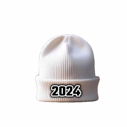 Bonnet à revers blanc 2024 hiver chaud tricoté pour homme et femme