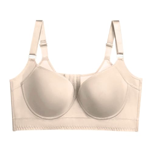 Sujetador Push Up sin aros acolchado suave sujetador embarazo sin costuras ligero Base Top Corsé espalda desnuda Curvy Sujetadores de forma básica Brassiere Deportivo Correas Ajustables, Bg8, 44H