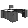 Bestar Norma U or L-Shaped Desk, 71W, Black & Bark Gray