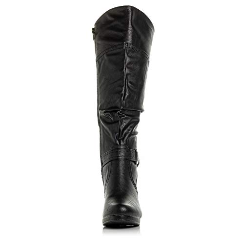 Bellmora PEGGY-01 Women'S Knee High Vegan Round Toe Lace Up Style thumb #3