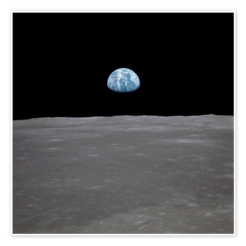 Apollo 11, levée de la Terre au-dessus de la Lune Poster de NASA 20 x 20 cm Noir Tableaux Décoration murale