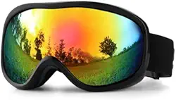 HZXINWANG Óculos de esqui esféricos duplos anti-embaçamento: óculos de esqui unissex para uso ao ar livre com proteção UV e lentes antiembaçamento robustas