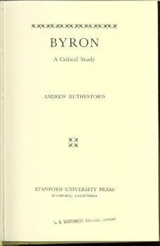 Hardcover Byron - A Critical Study Book