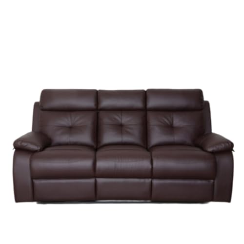 Image of Sofa 3 Seater - Ergonomic Leatherette Design with Plush Support, Includes 5-Year Warranty for Living Room Comfort and Durability