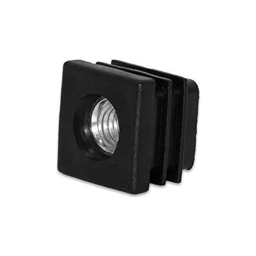 Image of Flyshop Black M8 Threaded Plastic Plugs Square Tube End Caps Tubing Plugs Inserts Furniture Glider 20 mm x 20 mm 4 Pcs
