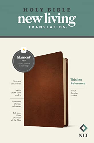 Nlt Thinline Reference Bible, Filament-Enabled Edition (Genuine Leather, Brown, Red Letter) #TOP4