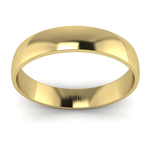 Image of LANDA JEWEL Unisex Solid 10k White Rose Yellow Gold 4mm Comfort Traditional Highly Polished Wedding Ring Plain Band