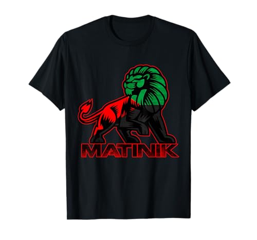 Photo de Nation Martinique Peuple Fier - T-Shirt Unisex Adulte Noir - Coupe Classique - Manche Mi-Longue - Col Rond - Patriotique - Drapeau Martinique Lion - S