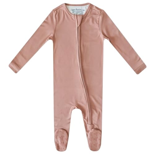 Image of Copper Pearl Zip-Up Footie Baby Pajamas - Soft Newborn Onesies for Boys & Girls, Tag-Free with Two-Way Zipper Baby Sleepers for Newborn - 24 Months, Pecan