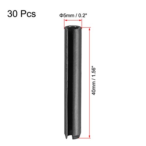 sourcing map 30Stk Geschlitzter Federstift Schlichtes Finish 65Mn Rollensortiment für kleine Maschinenprojekte 5mm x 40mm