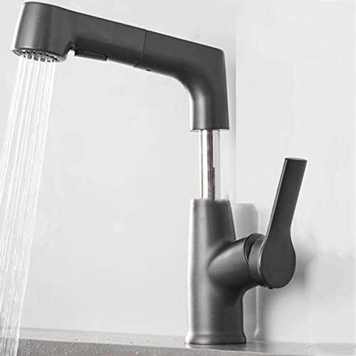 Grifo de lavabo giratorio para el baño familiar con caño retractable blanco