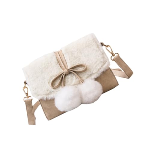 Sac à bandoulière en peluche blanc SHOWERORO pour femmes et filles