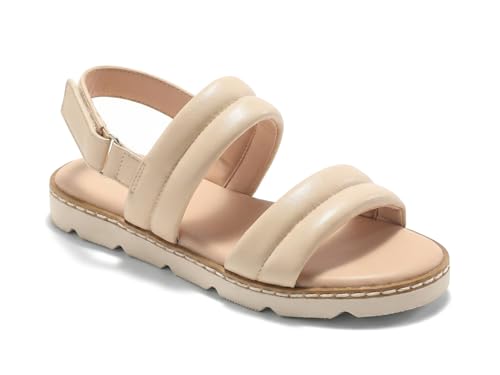 Image of Coutgo Girls Sandals Comfort Open Toe Flat Sandal Summer Dress Shoes with Adjustable Back Strap