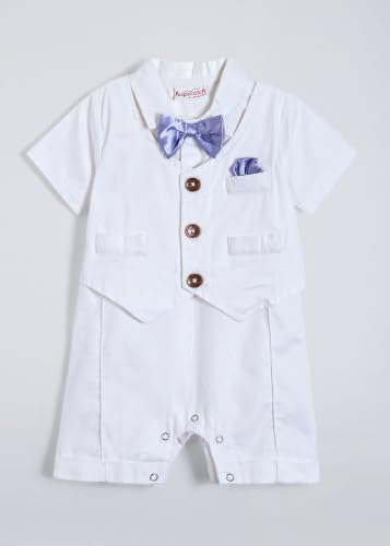 Image of Hopscotch Boys White Solid Romper