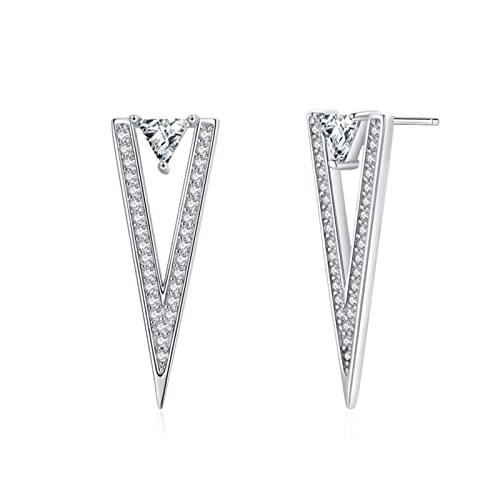 Boucle d'oreille en argent sterling triangle ornée de zircone cubique éclatante