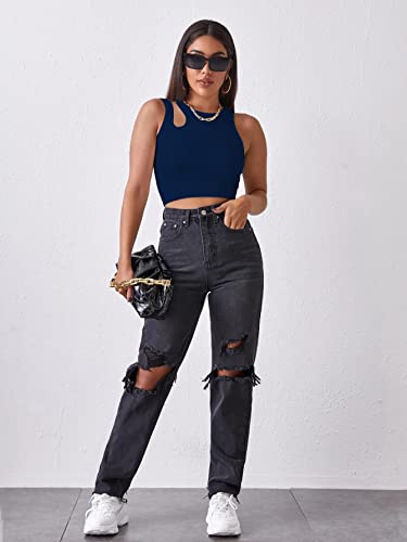 Image of Shasmi Women's Striped Slim Fit Crop, Ribbed, Stylish Tank Top, Soft and Comfy Fabric has Some Stretch