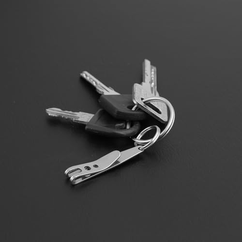 2 Stück Schlüsselhalter mit Schlüsselanhänger Edelstahl Taschenclip Outdoor Gürtelclip Mehrzwecker Taktische Clip Keyring Aufhängetaschenclip für Schlüsseln Taschenlampen Täglichen Gebrauch
