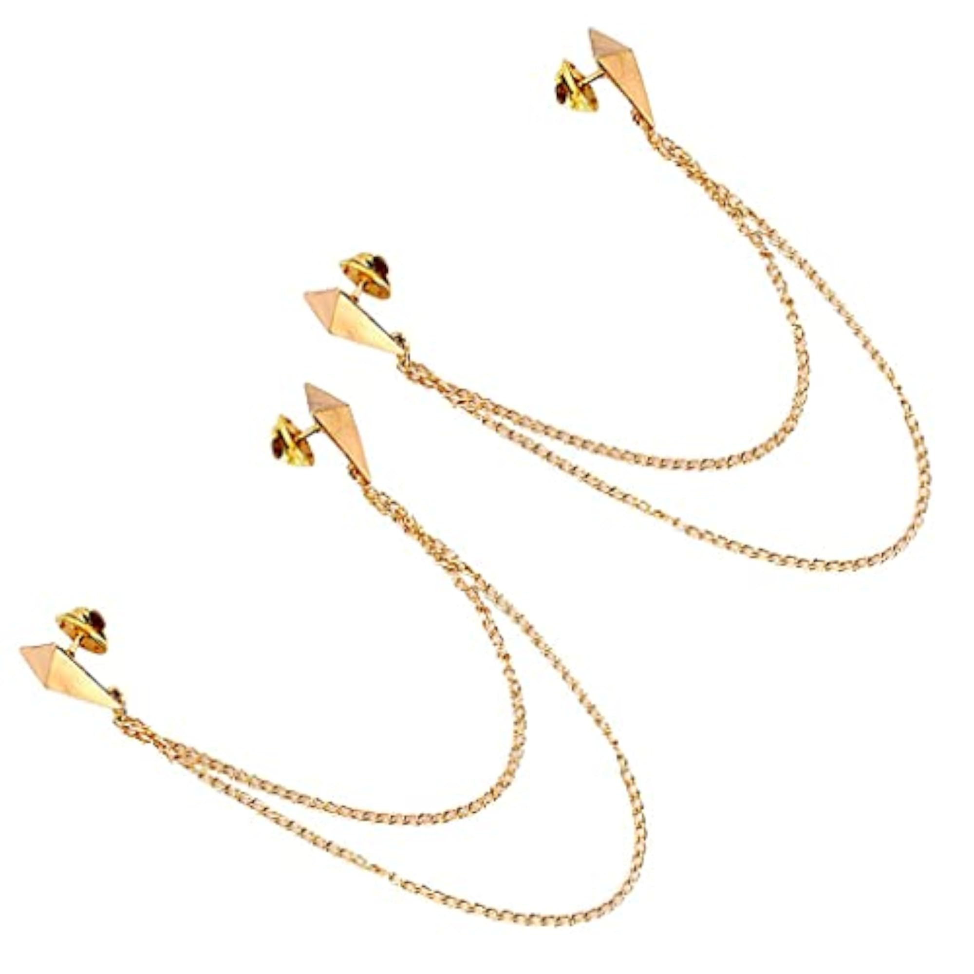 2Pcs Triangle Punk Brooch Collar Chain Necklace Set