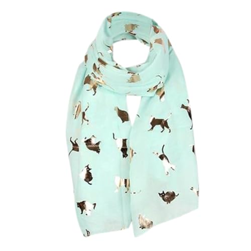 Generisch Bufanda ligera para mujer con diseño de gato y cobaya, pañuelo grande para los amantes de los animales | Accesorio versátil para cualquier época del año, Estilo_x01 Verde azulado, Talla