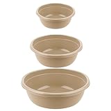 BORNSHINE Set de 3 Palanganas Redondas de Plástico sin BPA – Bacineta de Plástico 5L, Limpieza y Jardín (marrón)