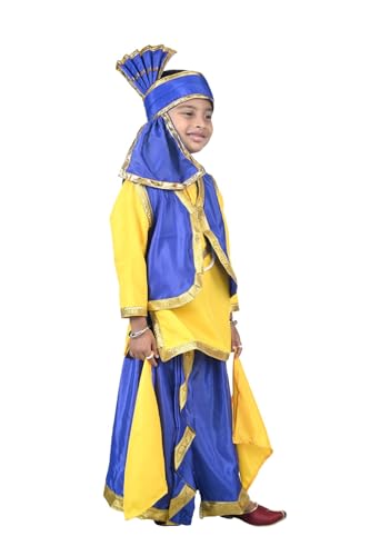 Image of BookMyCostume Punjabi Bhangra Costume for Boys and Men | Baisakhi Folk Dance Outfit | Festive Dress for School Annual Function, Fancy Dress Competition, Stage Shows, Cultural Events & Lohri Festive