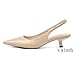 JENN ARDOR Nude Kitten Heels for Women Slingback Dressy Pumps Short Low Heeled Corporate Brown Pointed Toe Fashion Casual Frech Chic Shoes Size 8.5